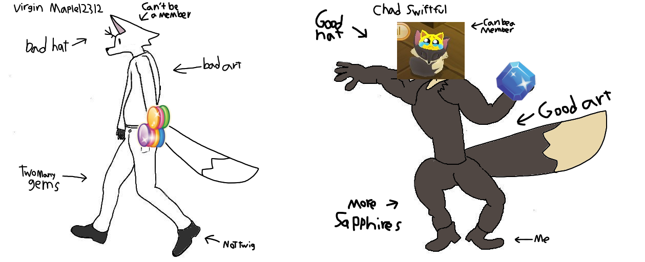 my animal jam account virgin vs chad meme by pontuo on DeviantArt