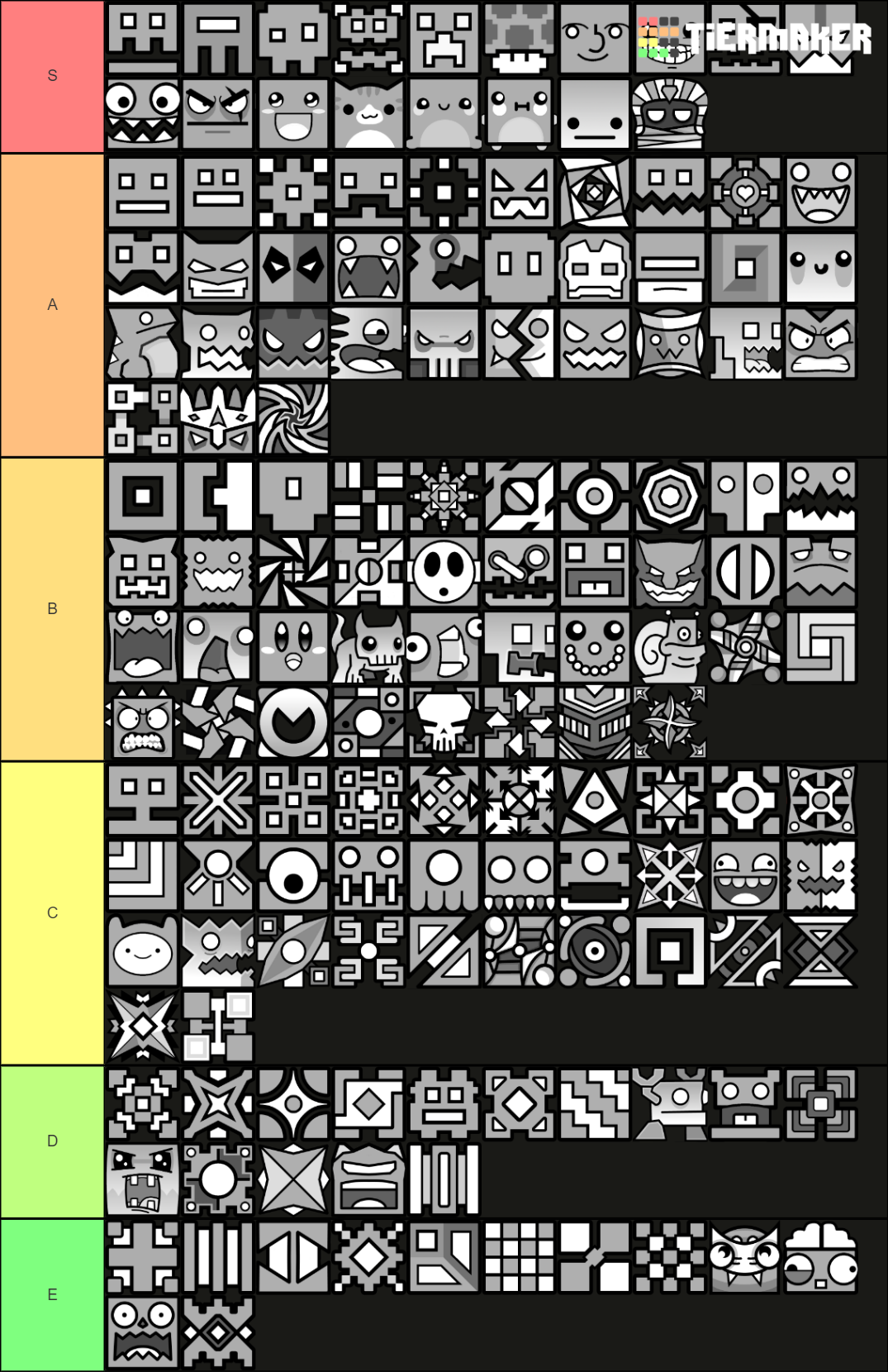 Geometry Dash Skins Tierlist by LegitSwagMonke on DeviantArt