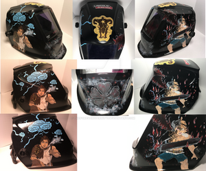Custom Painted Black Clover Welding Helmet