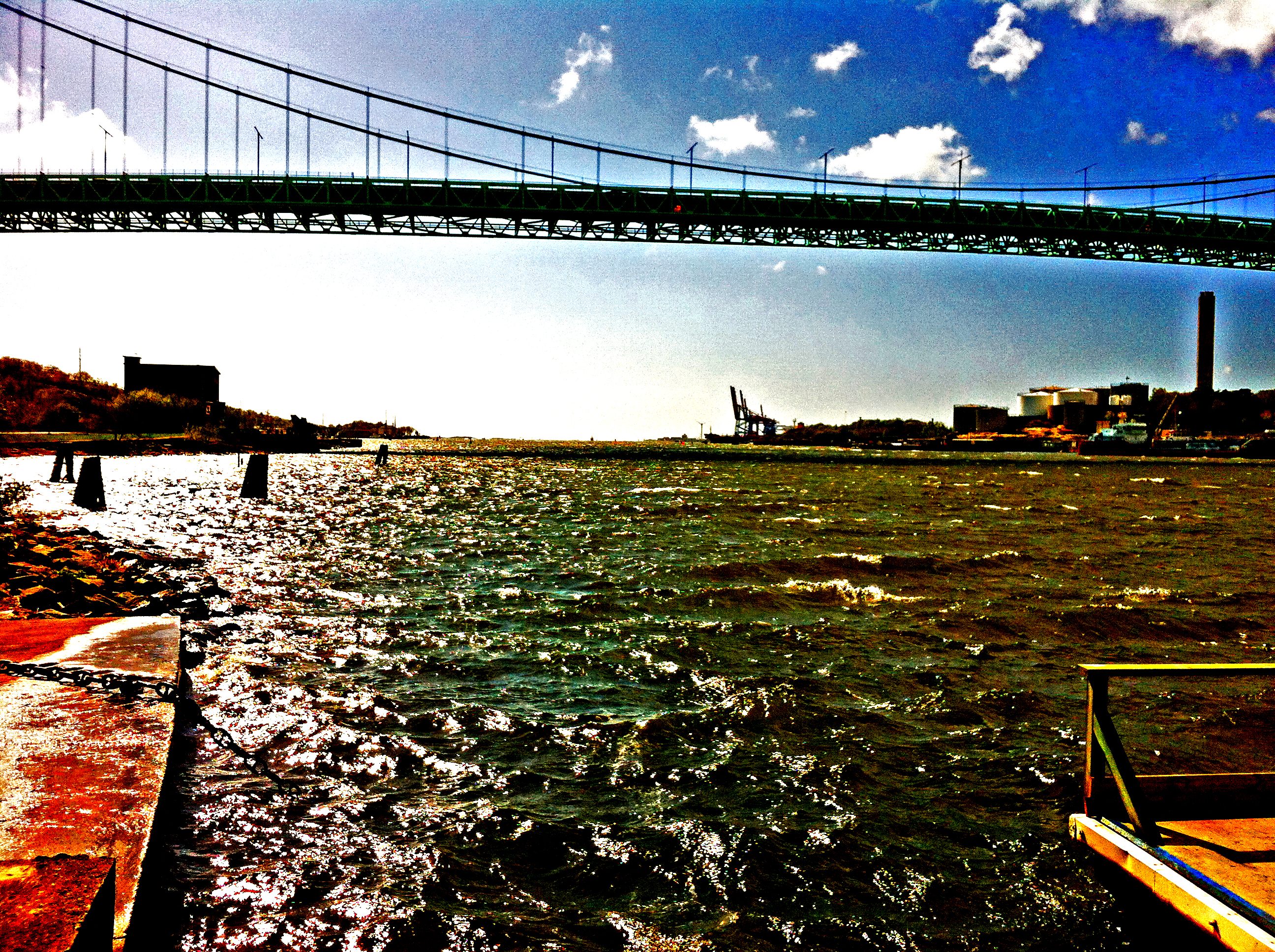 Harbor with bridge