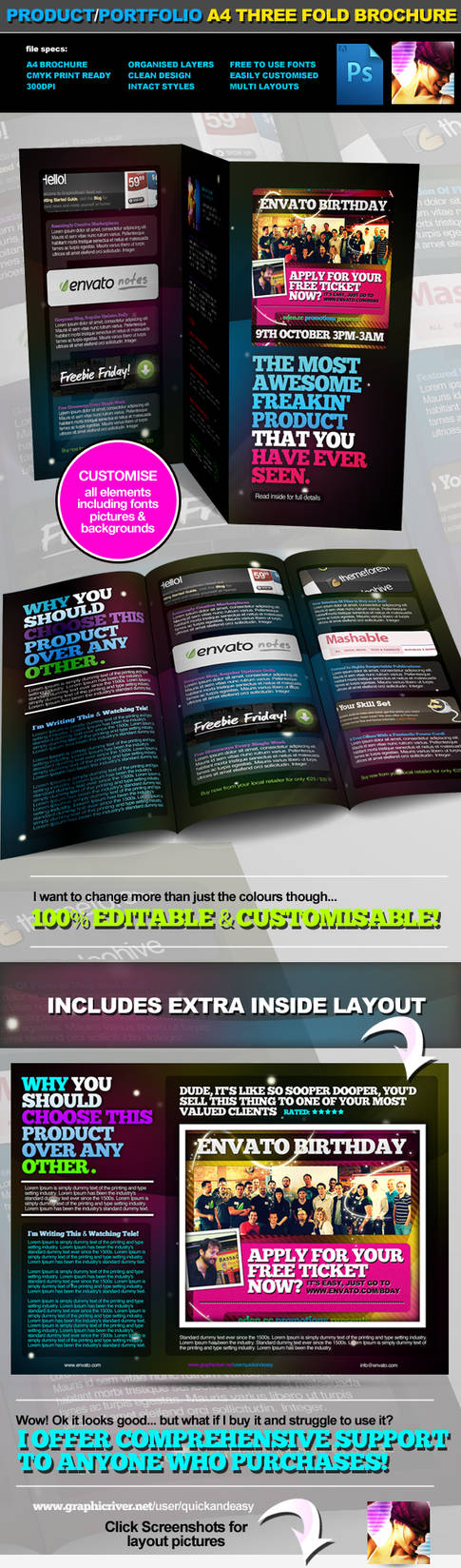 3 Fold PSD Brochure Template by quickandeasy1