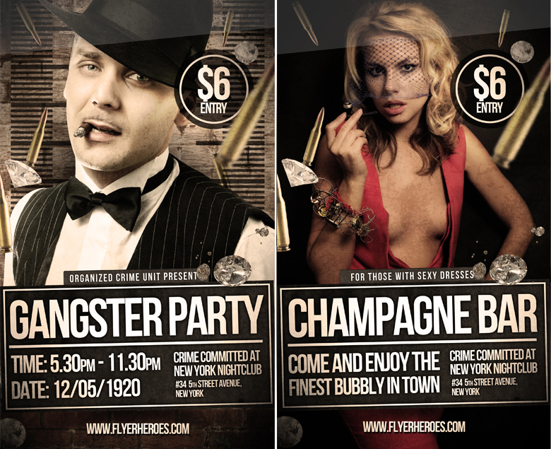 Gangster Mugshot Themed PSD Party Flyer Template