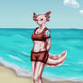 Axolotl-Lady on the Beach.