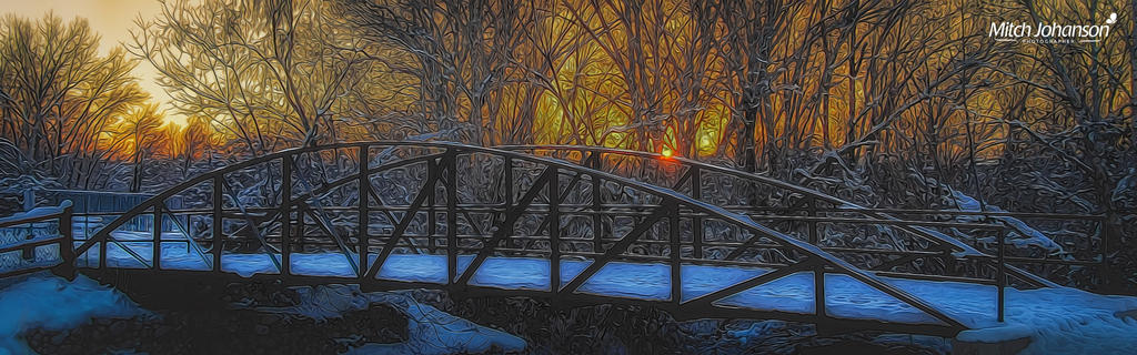 Winter Sun on the Bridge in Paint