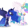 Celestia and luna in their new dresses.