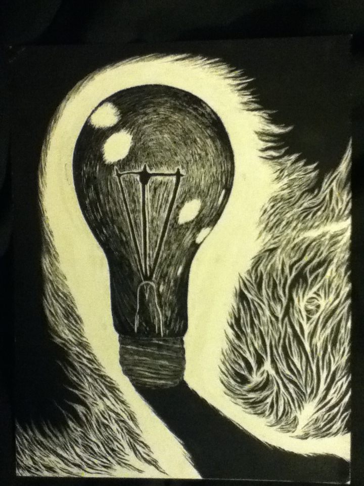 Light Bulb and Flames