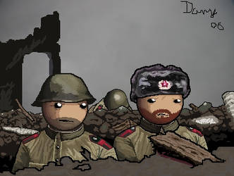 Soldiers in Stalingrad ruins