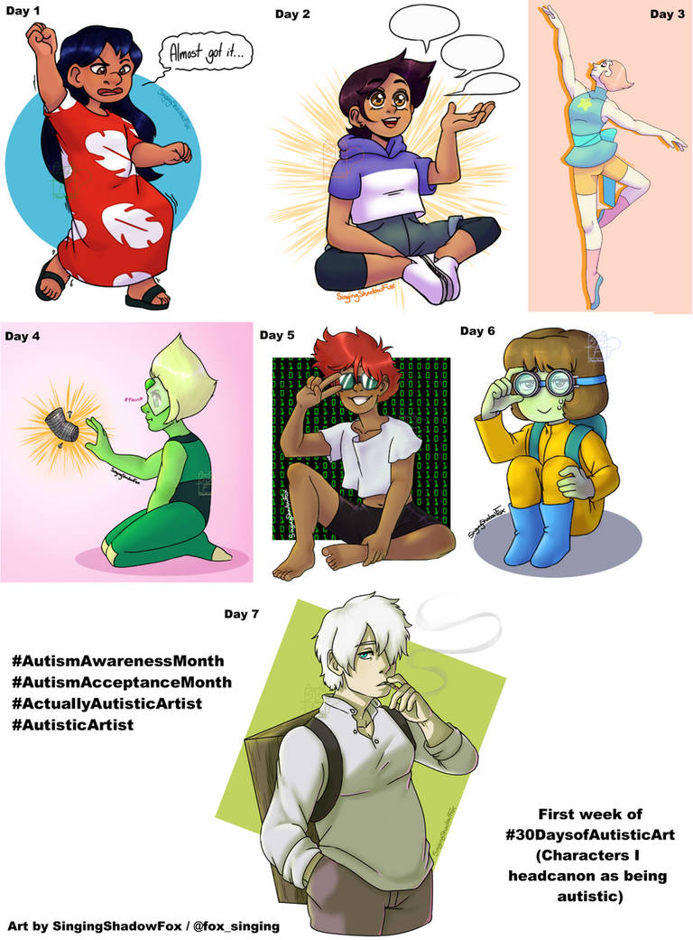 30 Days Of Autistic Art Week 1 by SingingShadowFox on DeviantArt