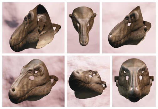 Tarbosaurus Mask 3D renders