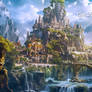 Terraced Castle in Mountain Landscape