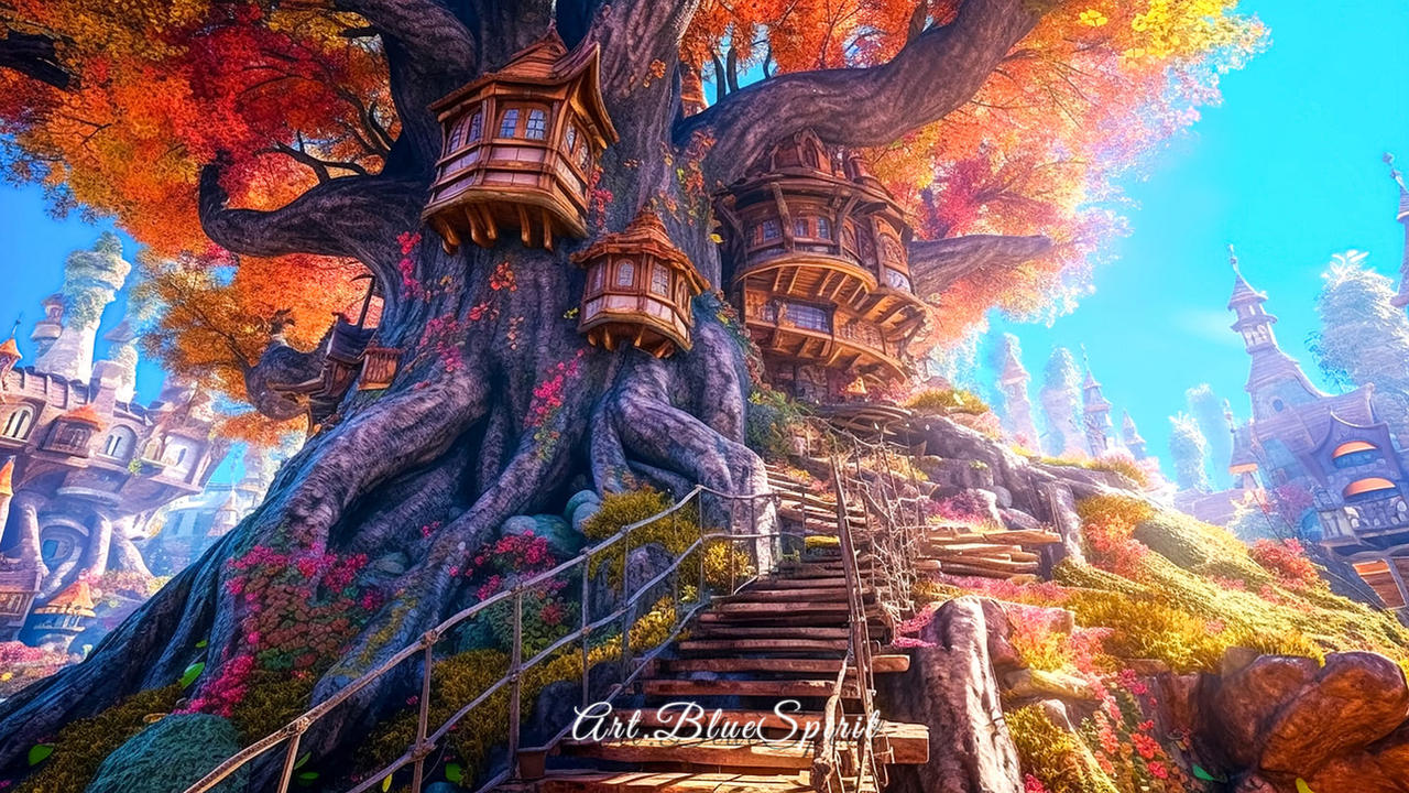 Ray-Traced Treehouse in Autumn by artbluespirit on DeviantArt