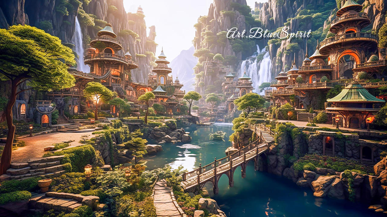 Zen-Inspired Fantasy City Wallpapers