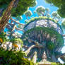 Futuristic Organic-Styled Ancient Forest Ruins