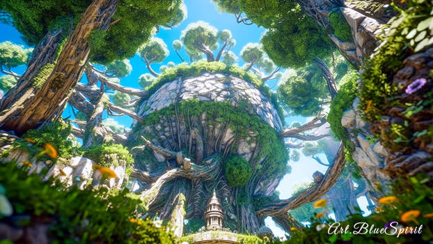 Futuristic Organic-Styled Ancient Forest Ruins