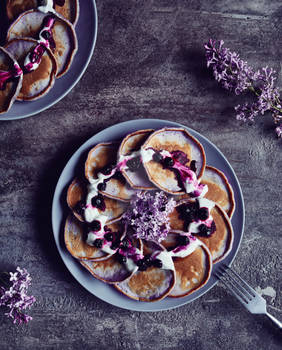 VIOLET PANCAKES ON BREAKFAST