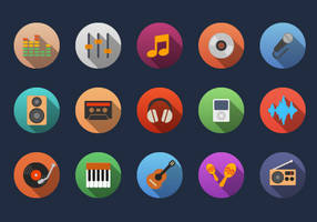 Music flat icons ( circle version )