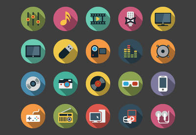 Multimedia Flat Icons bundle by Alexgorilla