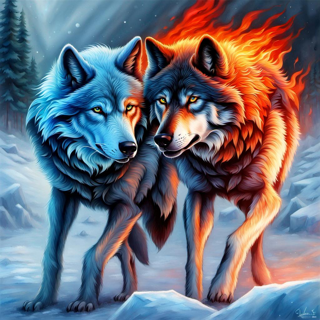 Fire and Ice WOLVES by GianniDigitale on DeviantArt