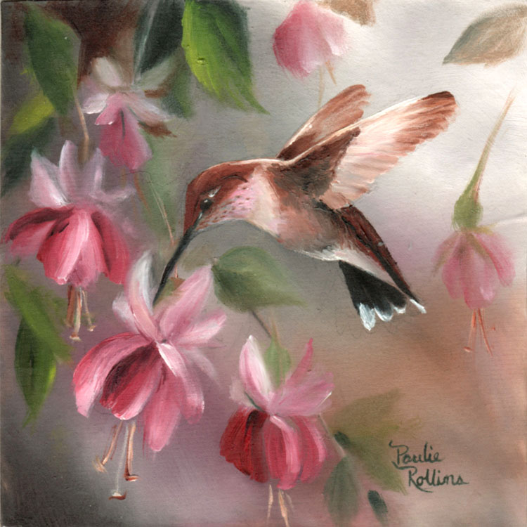 Hummingbird Fuschias 5x5