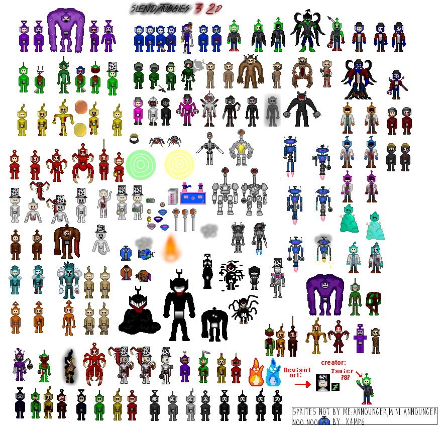 This is all of the sprites I made for Slendytubbies 3. It's