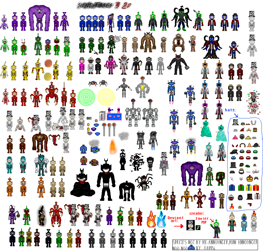 The Spriters Resource - Full Sheet View - Slendytubbies 2D - Hats