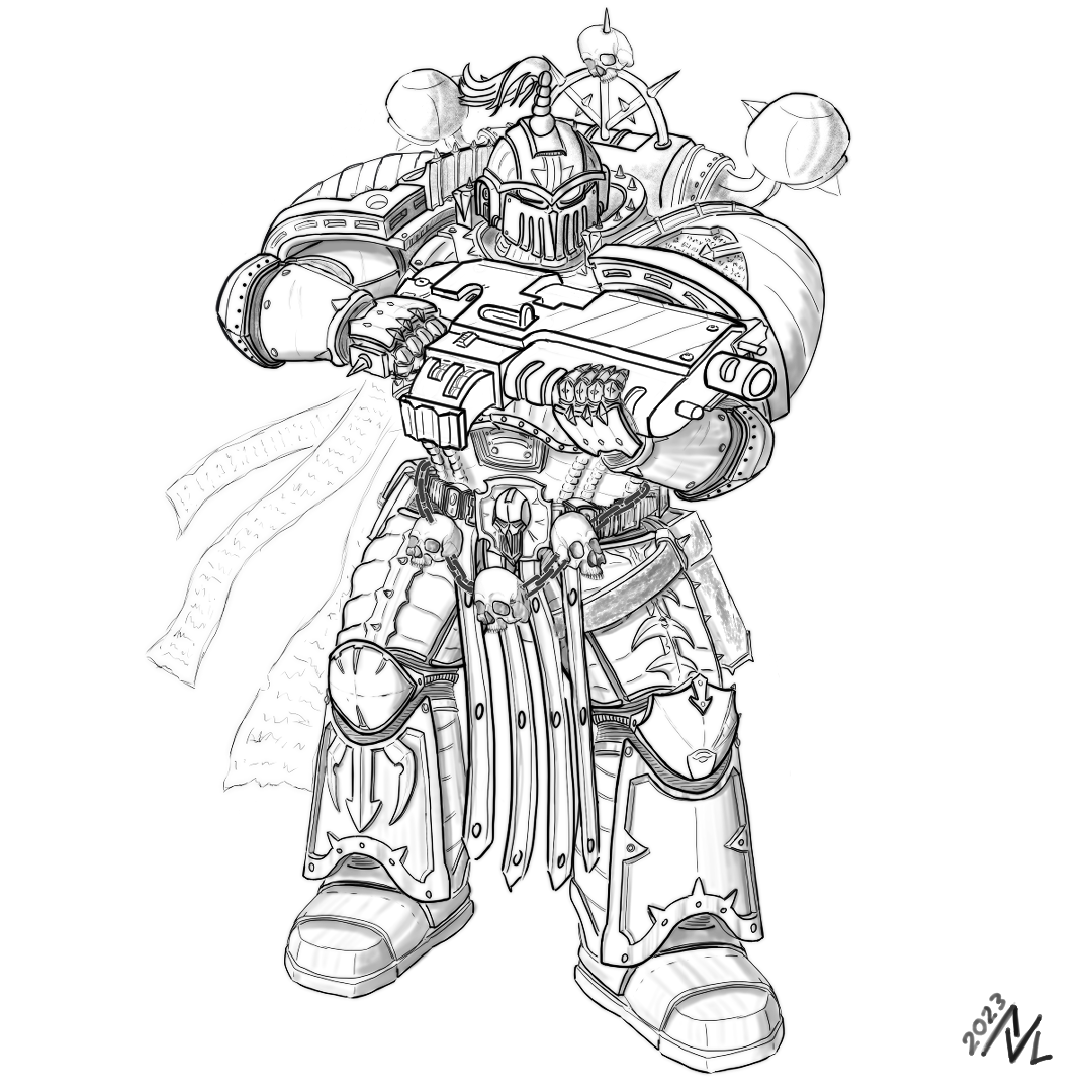 Chaos Space Marine - Drawing by NiKolyaArt on DeviantArt