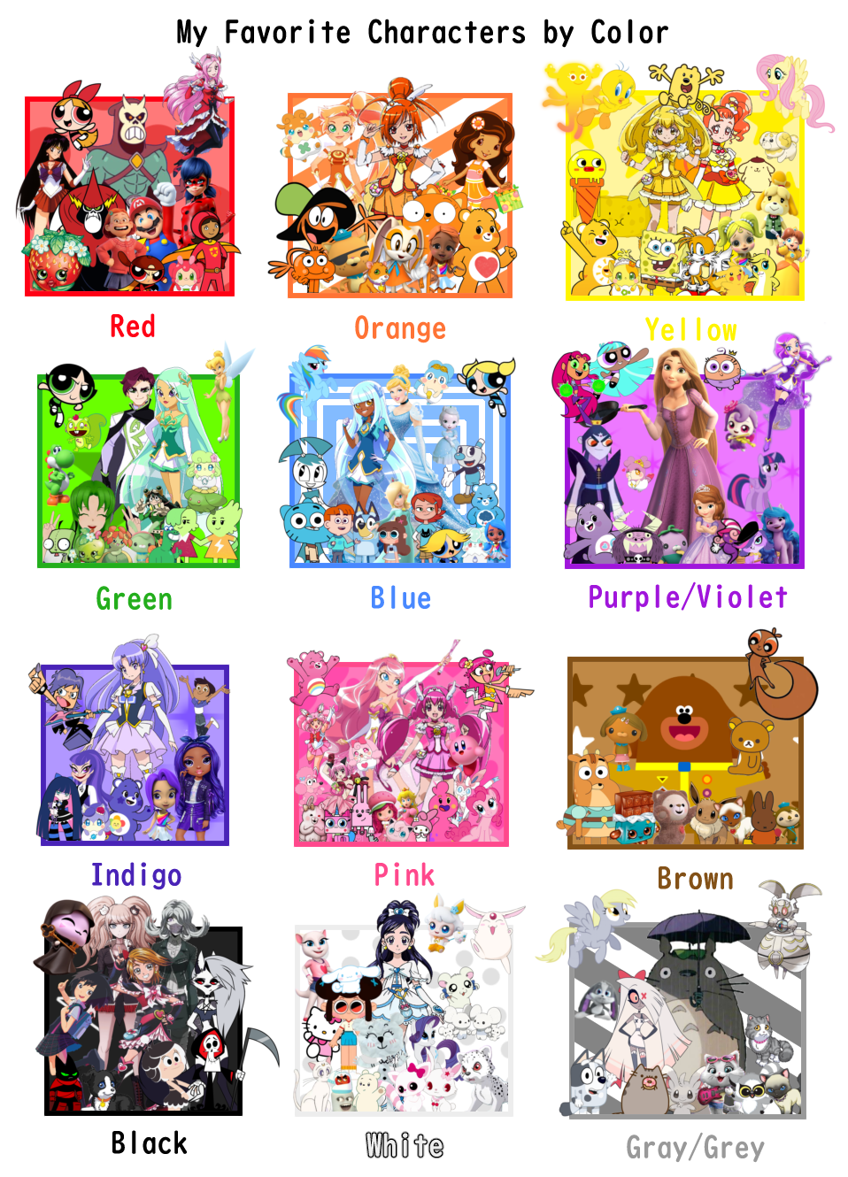 Characters Each Color My Favourite Characters by Color by EFEGirl4 on DeviantArt