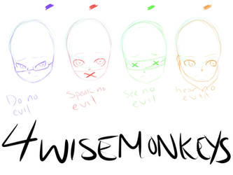 4 wise monkeys sketch (Human Ver.)