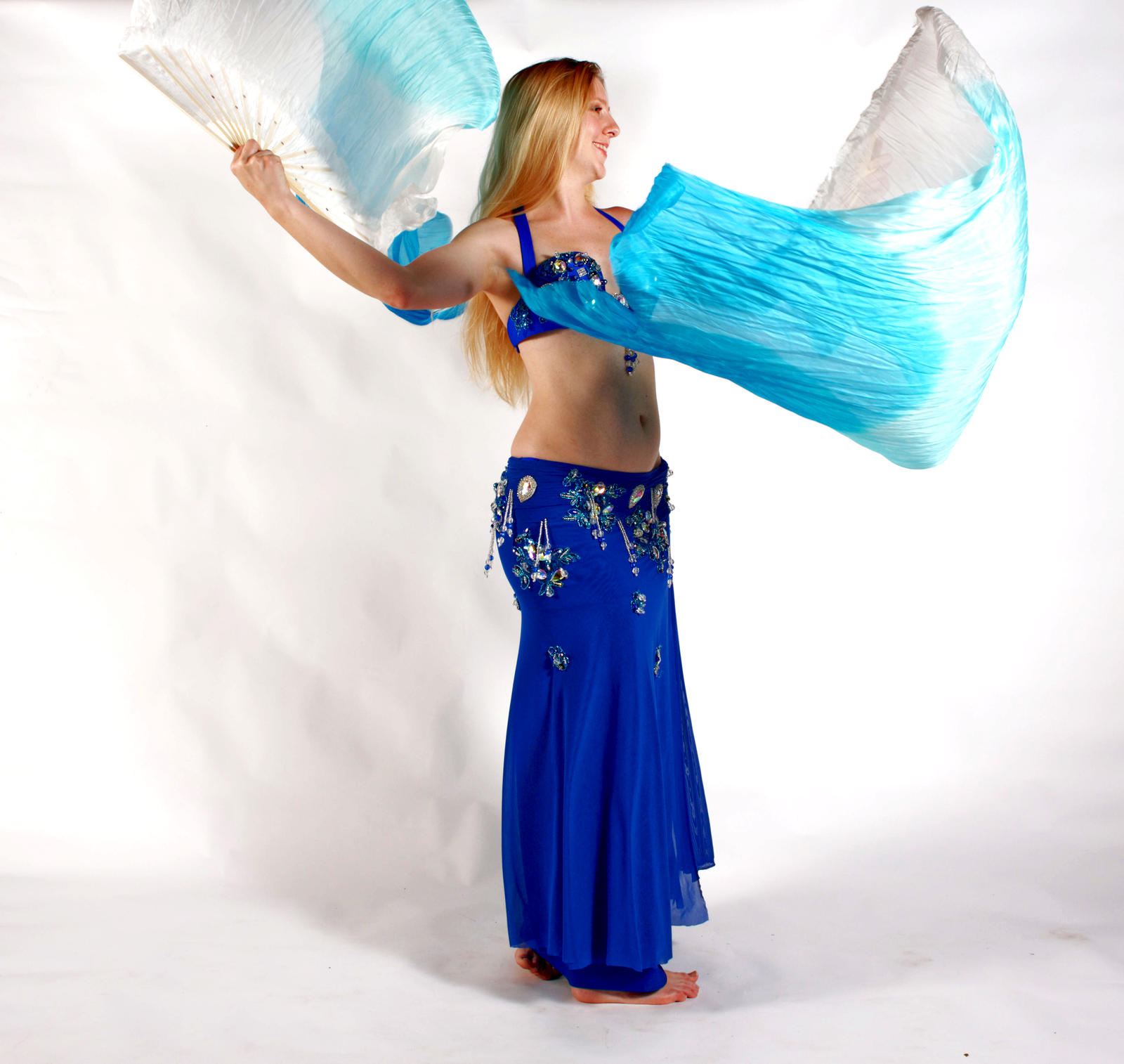 Belly Dancing - Fan Veils- Side View by Danika-Stock