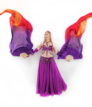 Belly Dancing - Fan Veils - Both Up - Looking Away