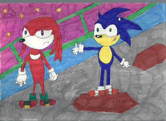 Sonic and Knuckles arguing
