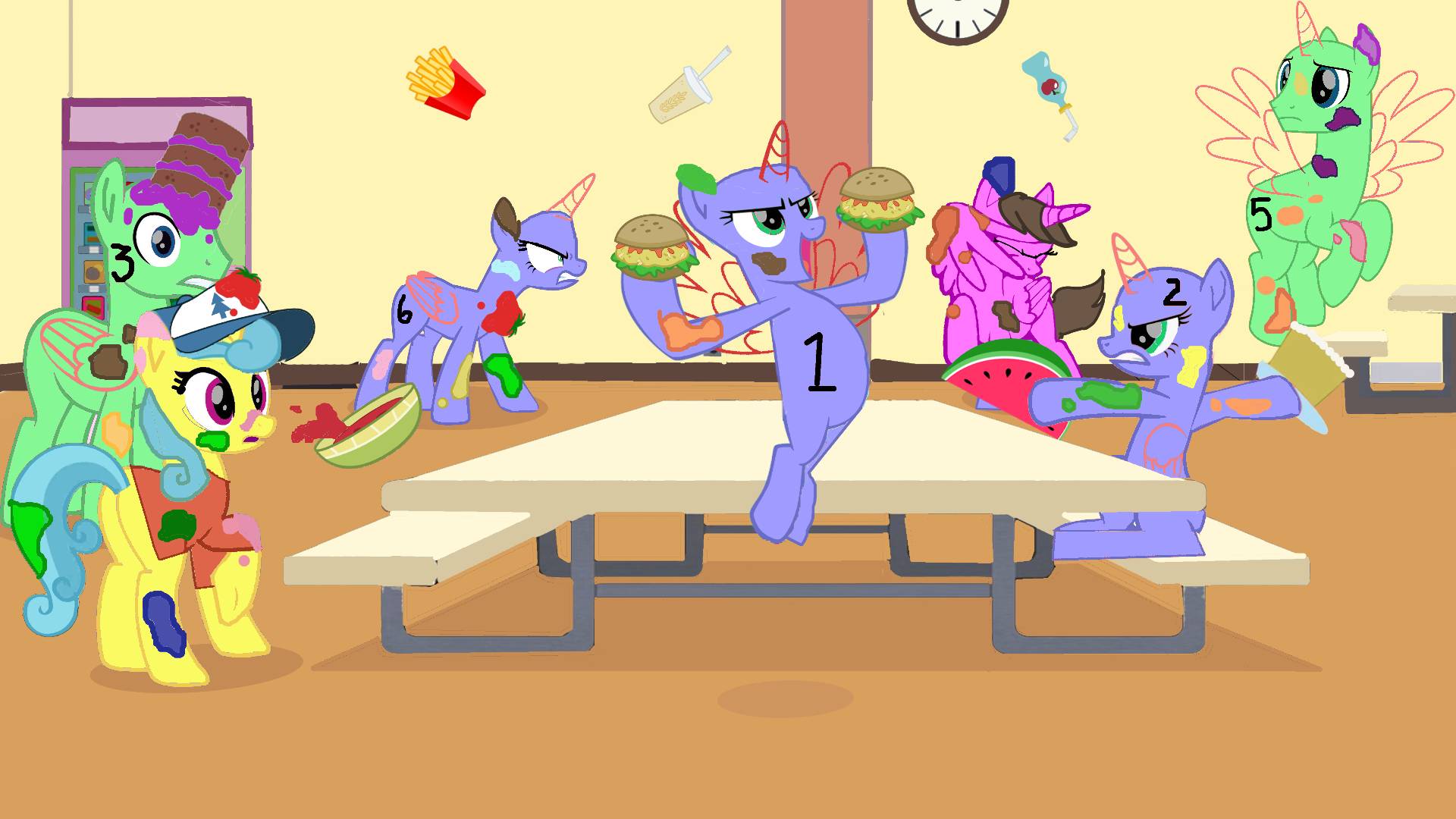 Mlp Eat Mlp group base collab: FOOD FIGHT! by Amberb2011 on DeviantArt