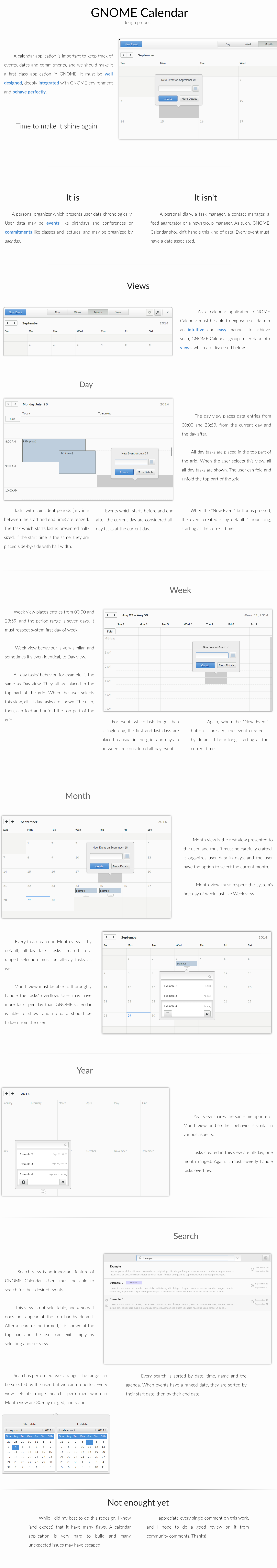 GNOME Calendar redesign