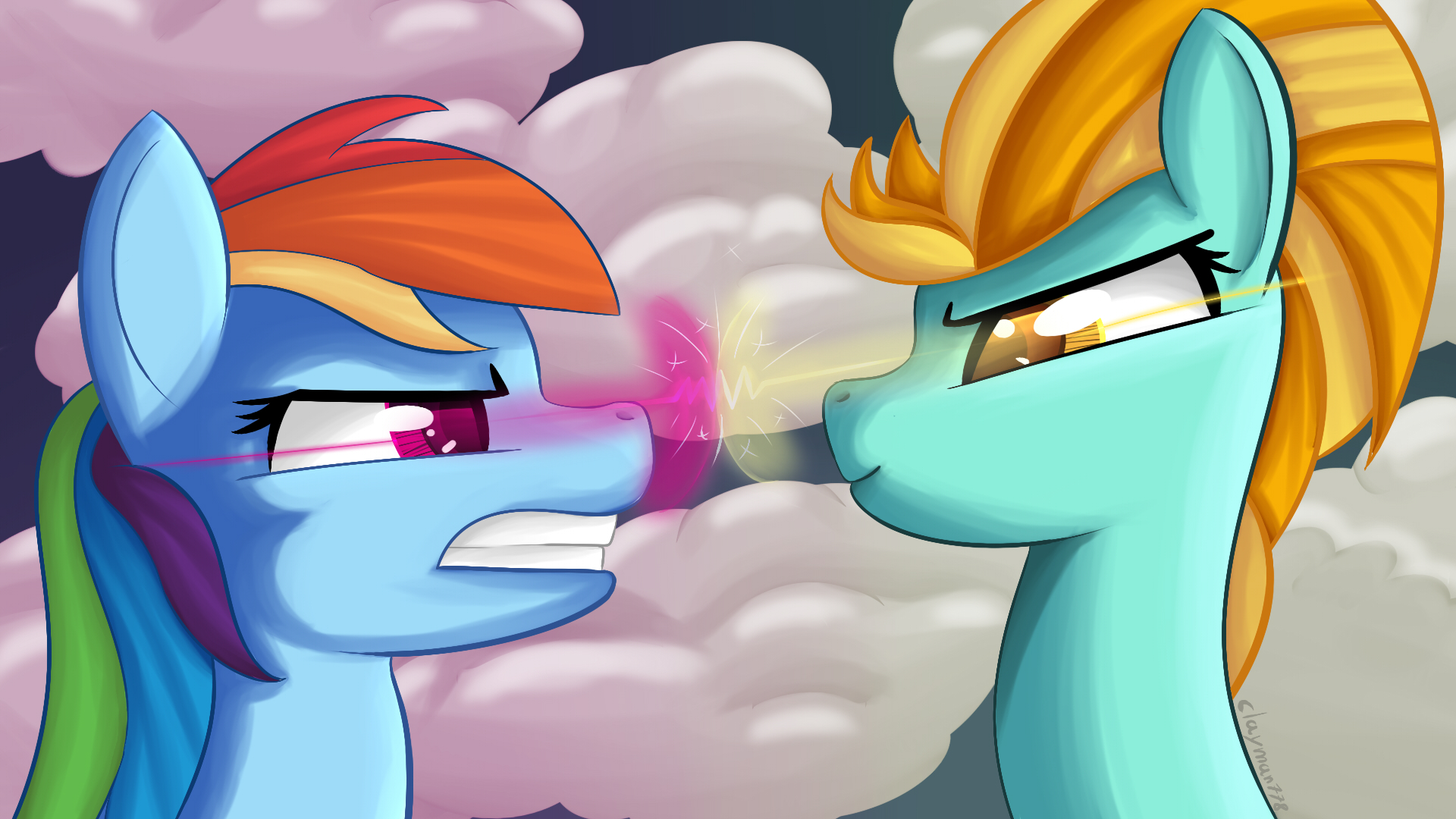 Wallpaper Rainbow Dash and Lightning Dust