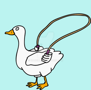 Goose with a skipping rope