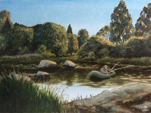 Fisherman on a stream