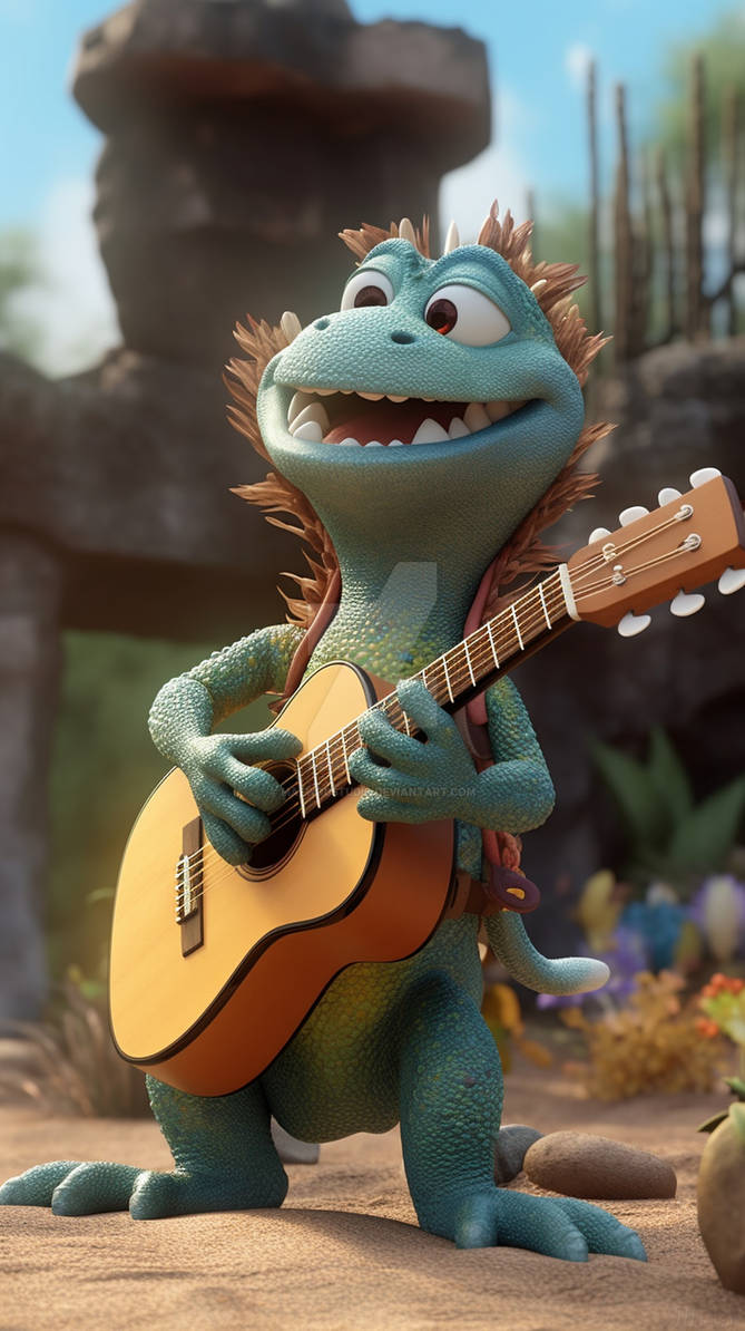 Lizard Looking Rappers A hairy lizard singing and playing guitar by MaewouStudio on DeviantArt
