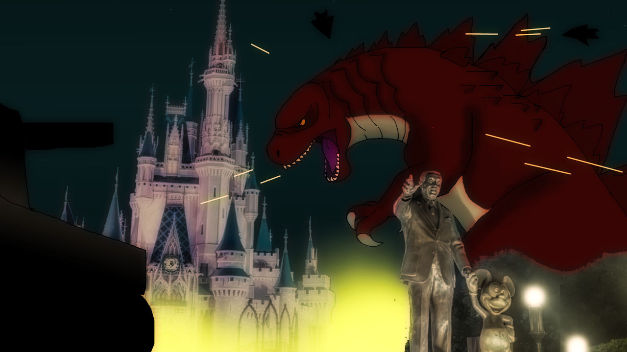 Godzilla Disry TAOB:Red sky Godzilla Attacking to Disney World by Francoraptor2018 on ...