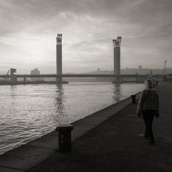 Flaubert bridge in the mist