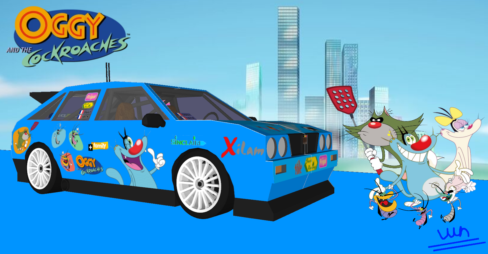 Oggy And The Cockroaches Theme Car Wallpaper by MarkHarrierT99 on DeviantArt