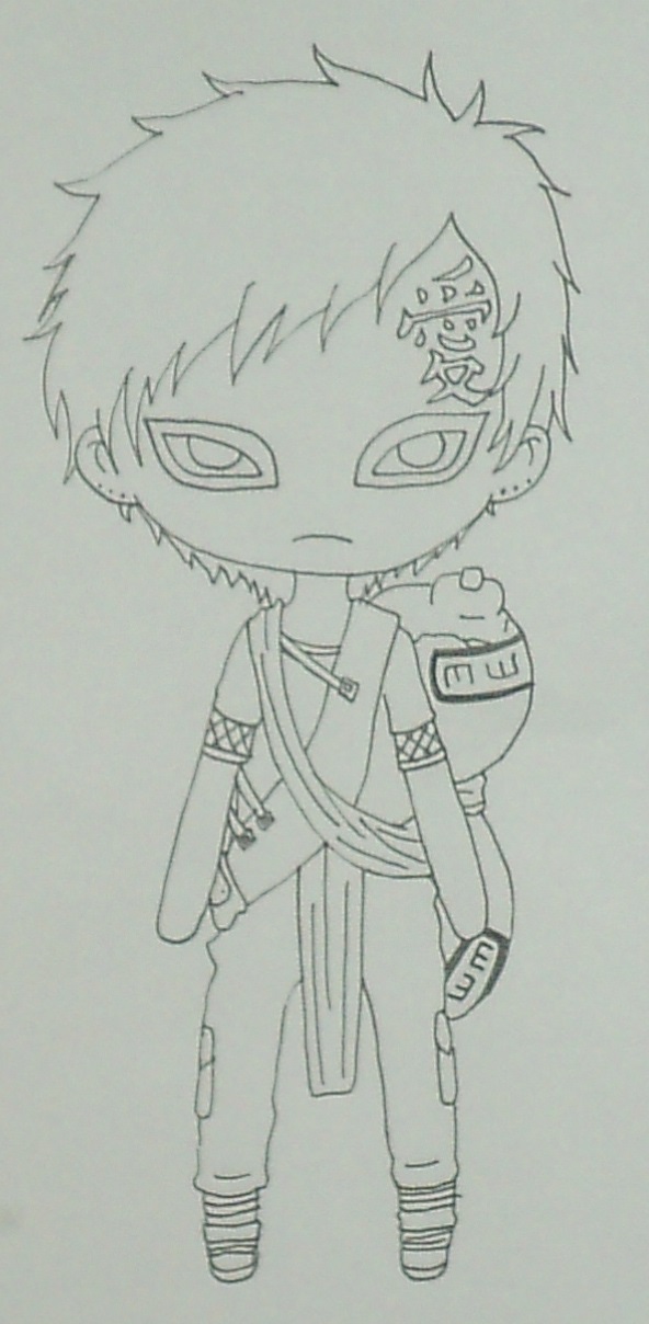 Gaara Genin Chibi Lineart