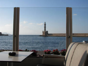 lighthouse through glass