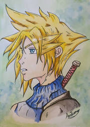 Cloud Strife- watercolour