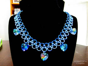 Royal and Sky Blue Heart Chainmaille Necklace