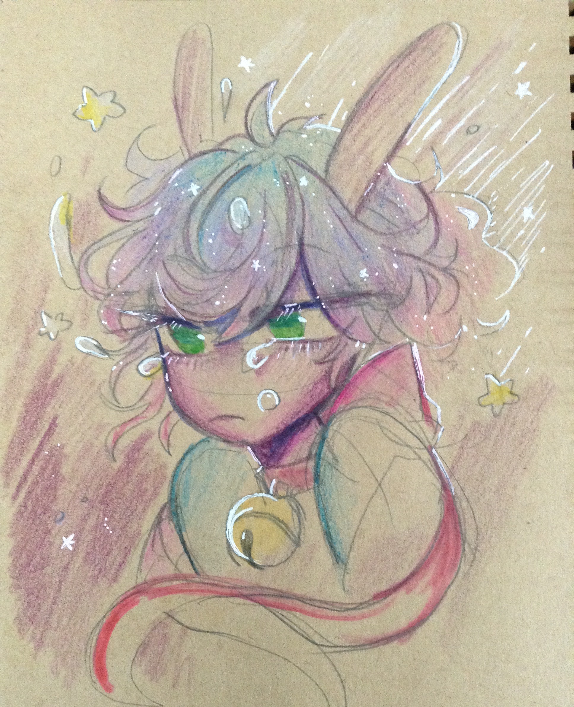 A drawing of a crying space bun