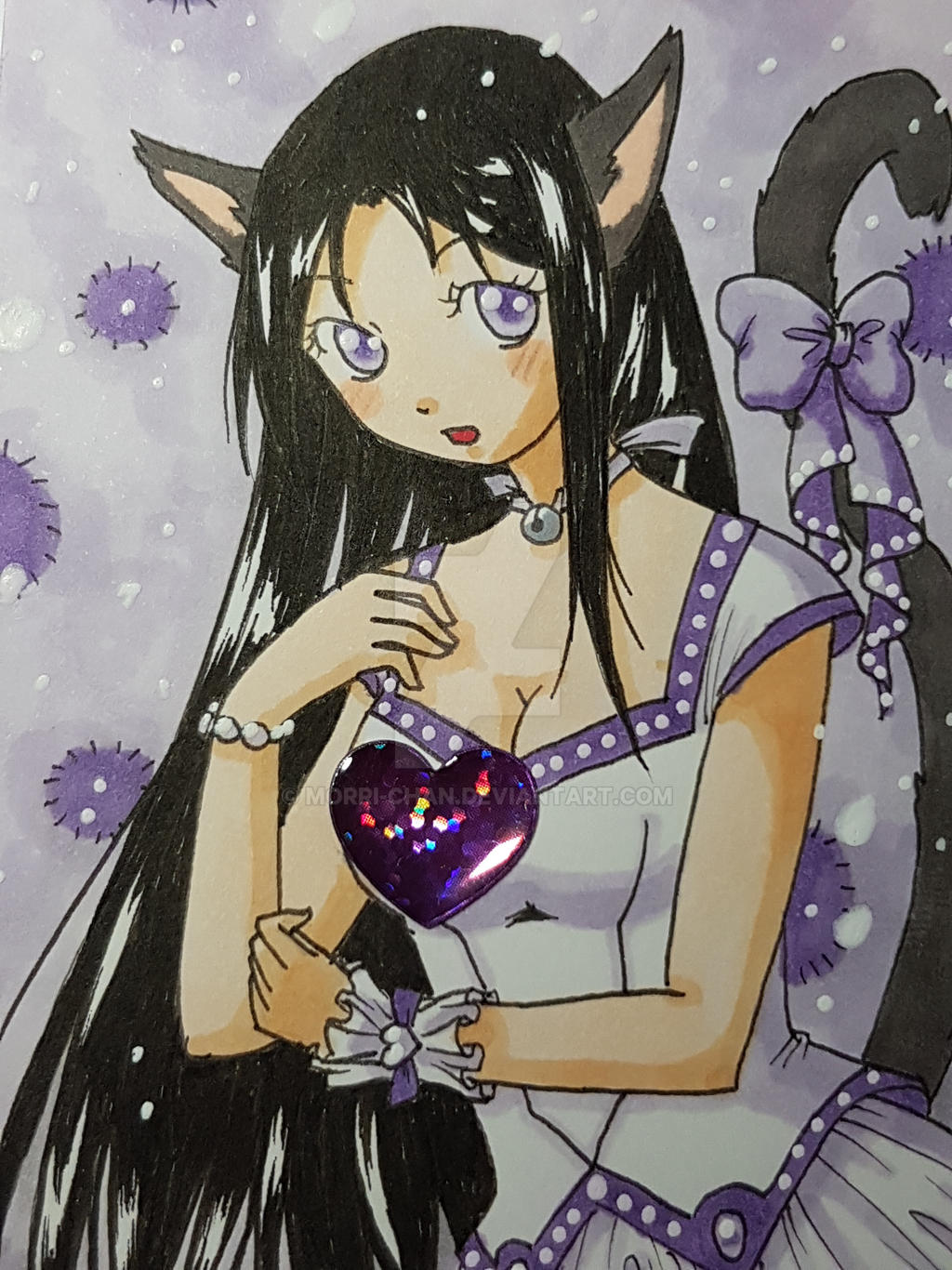 ACEO Purple Cat Heart