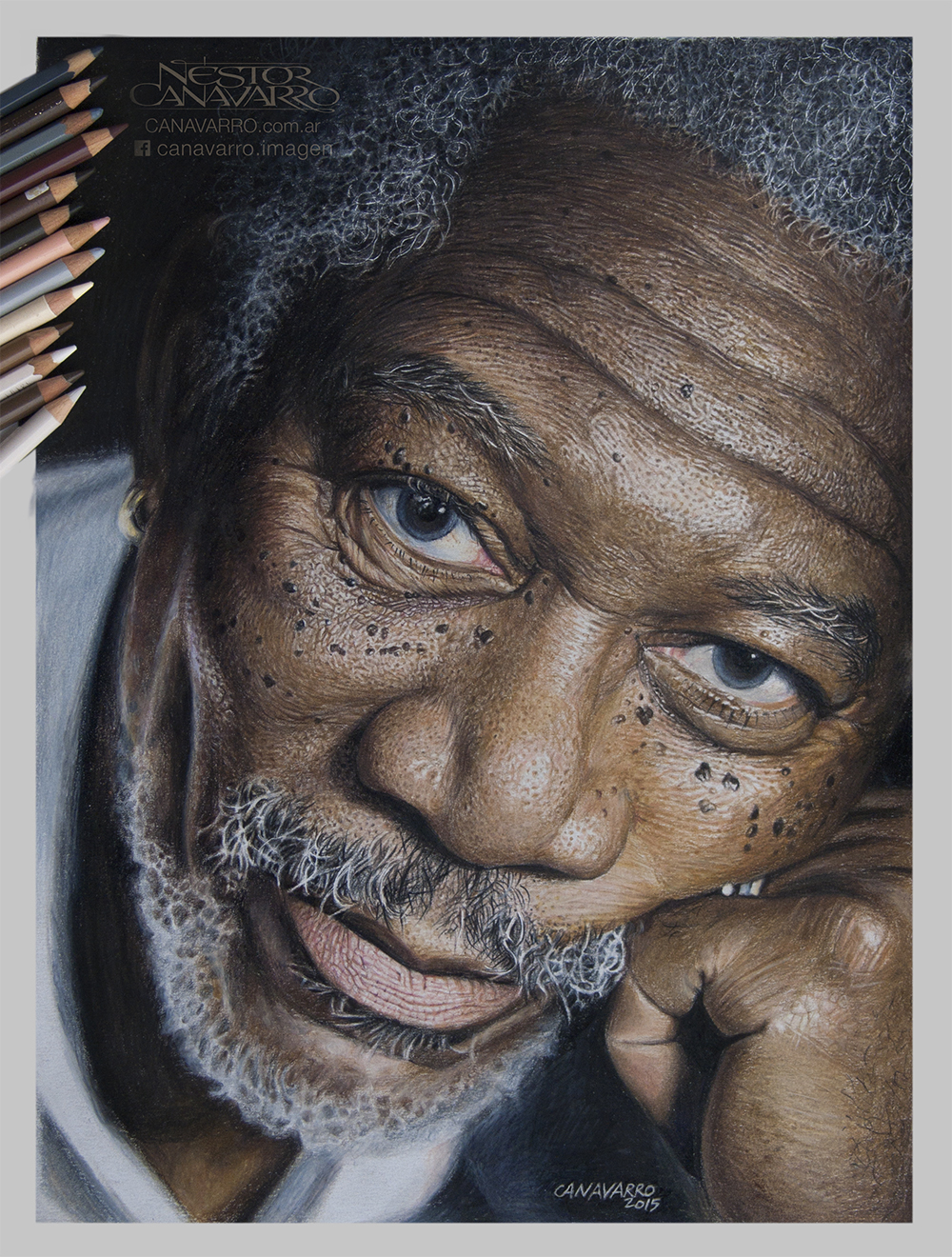 Morgan Freeman - Color Pencils on Paper