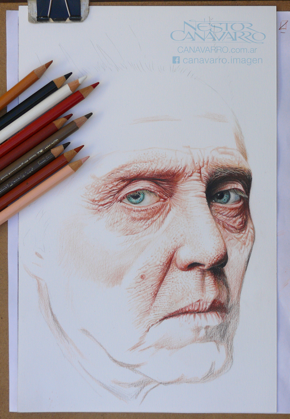 Christopher Walken - Color pencils on paper WIP-2