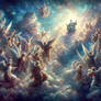 Angels gather in the heavens