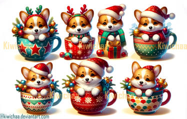 Christmas Corgi Tea Cup